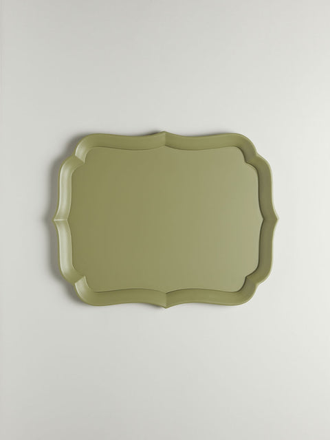 Sara Lacquered Wood Tray | baluster green