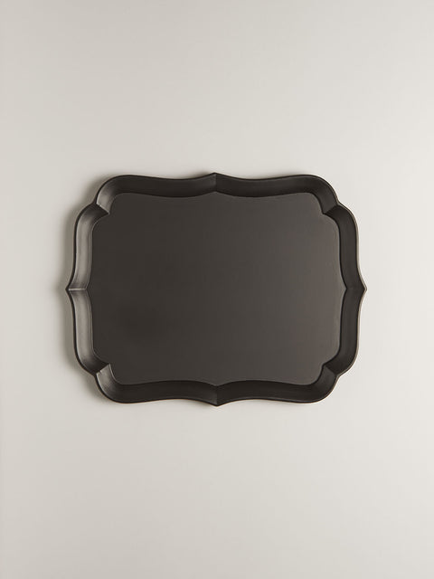 Sara Lacquered Wood Tray | black