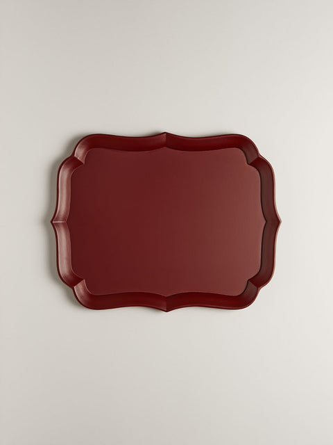 Sara Lacquered Wood Tray | cordovan red