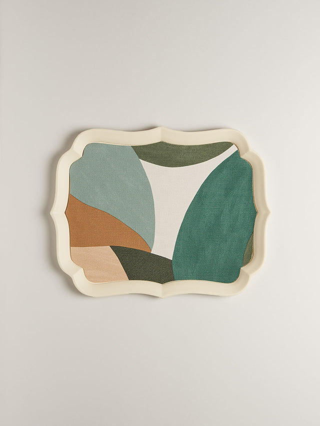 Sara Lacquered Wood Tray | almond camo