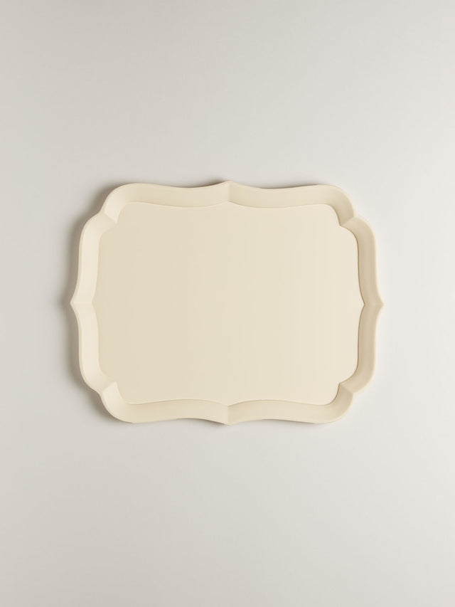 Sara Lacquered Wood Tray | almond