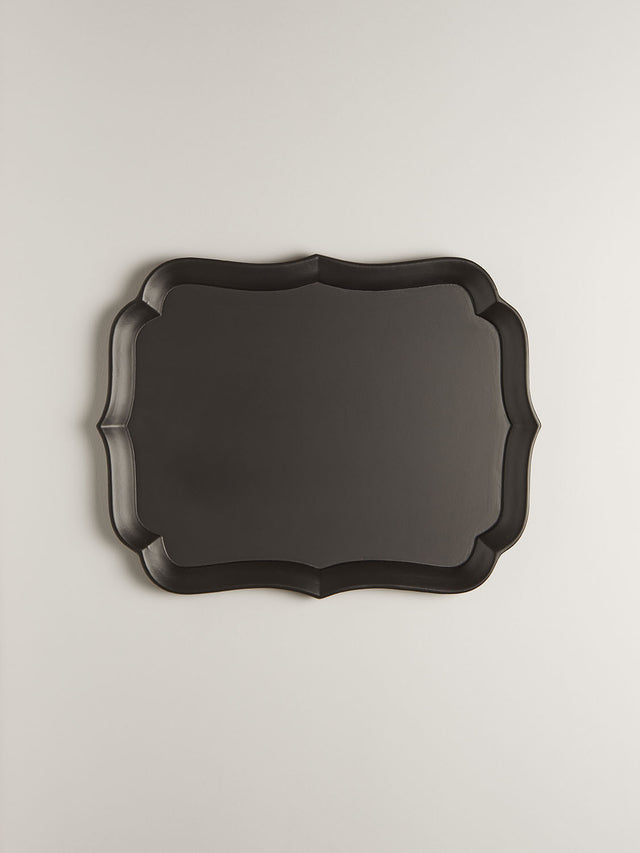 Sara Lacquered Wood Tray | black